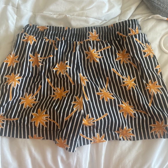 womens forever 21 striped palm tree beach shorts - Picture 2 of 3
